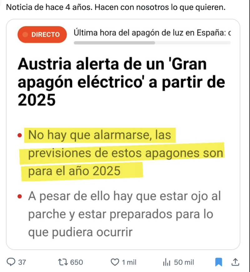 Las desinformaciones tras el apagón de España y Portugal.